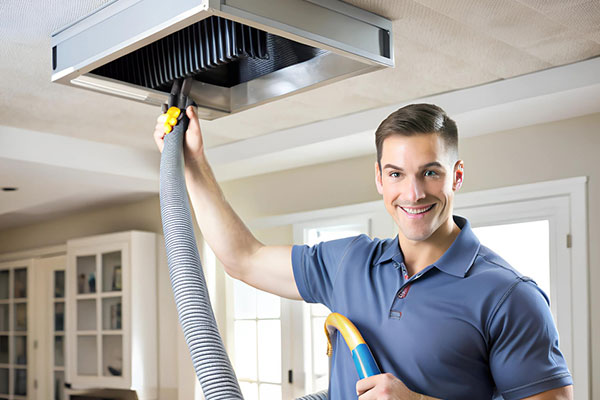 Residential air duct cleaning technician