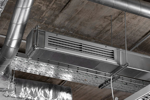 Commercial duct cleaning in office building